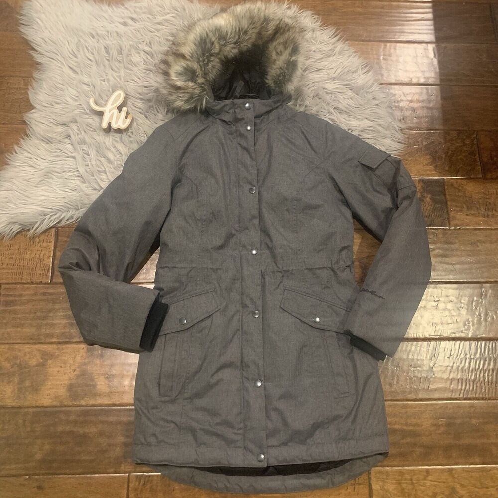 Eddie Bauer Weatheredge Superior 3.0 Down Parka Coat Grey Womens Size Small